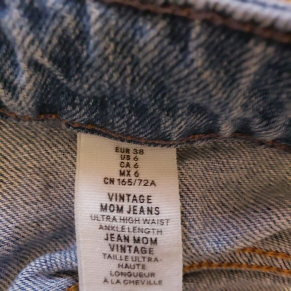 & Denim  Ultra High Waist Mom Blue Jeans Sz 4 Wide Leg - Picture 8 of 8